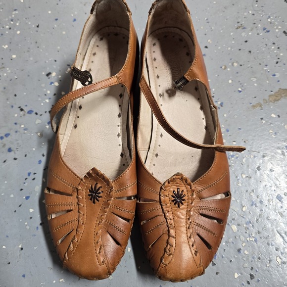 PIKOLINOS Shoes - Pikolinos Puerto Vallarta Leather Wedge Mary Jane Cutout Shoes Brown Women Size